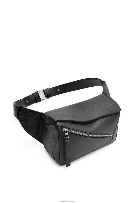 Loewe elmas dana derisinden küçük yapboz çanta 02600566 erkekler siyah