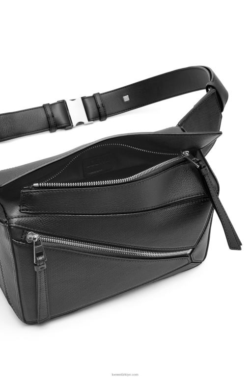 Loewe elmas dana derisinden küçük yapboz çanta 02600566 erkekler siyah