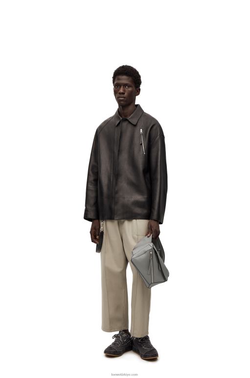 Loewe klasik dana derisinden küçük yapboz çanta 02600565 erkekler asfalt grisi