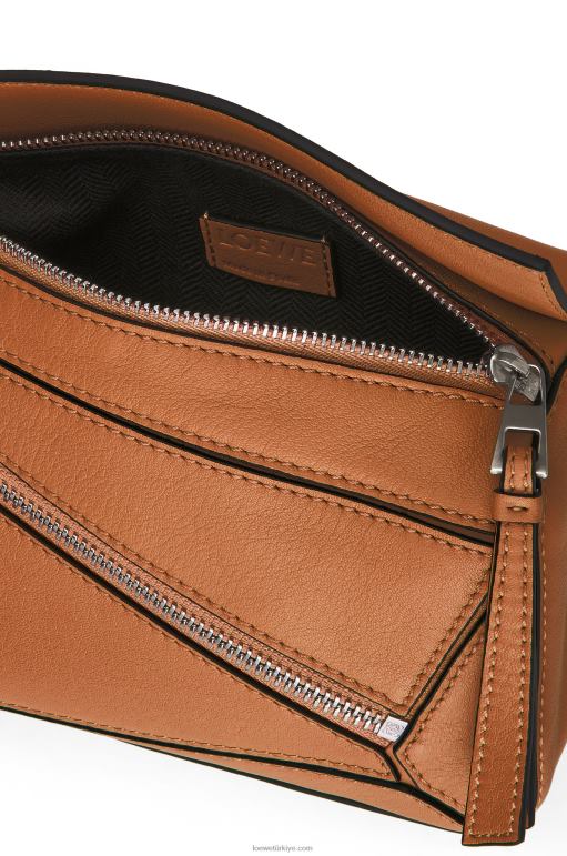 Loewe klasik dana derisinden mini puzzle bumbag 02600278 erkekler bronzlaşmak