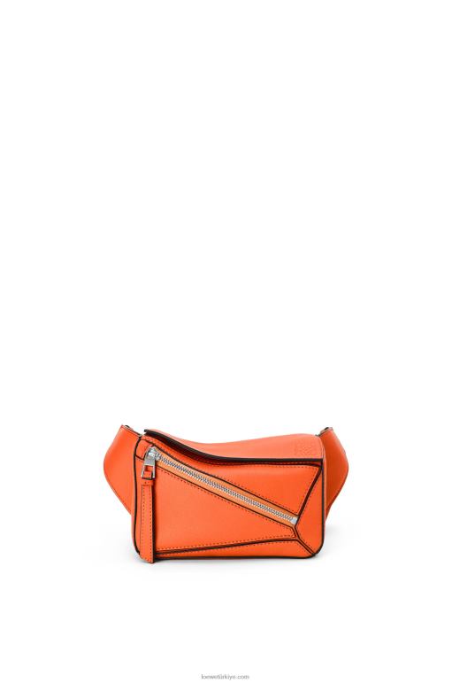 Loewe klasik dana derisinden mini puzzle bumbag 02600571 erkekler turuncu