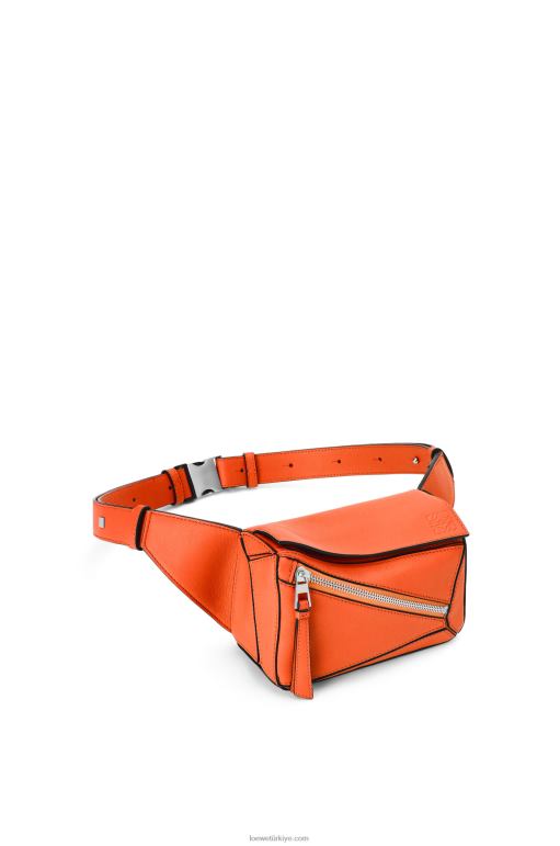 Loewe klasik dana derisinden mini puzzle bumbag 02600571 erkekler turuncu