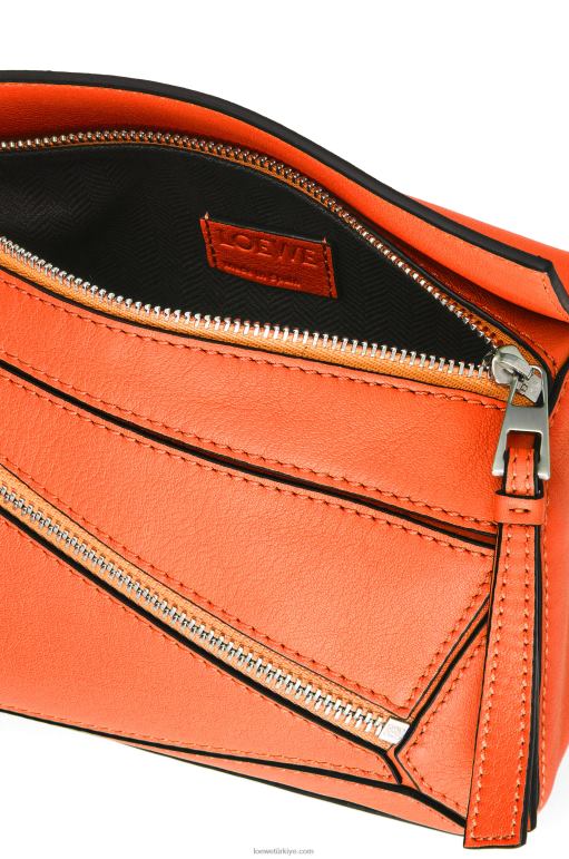Loewe klasik dana derisinden mini puzzle bumbag 02600571 erkekler turuncu