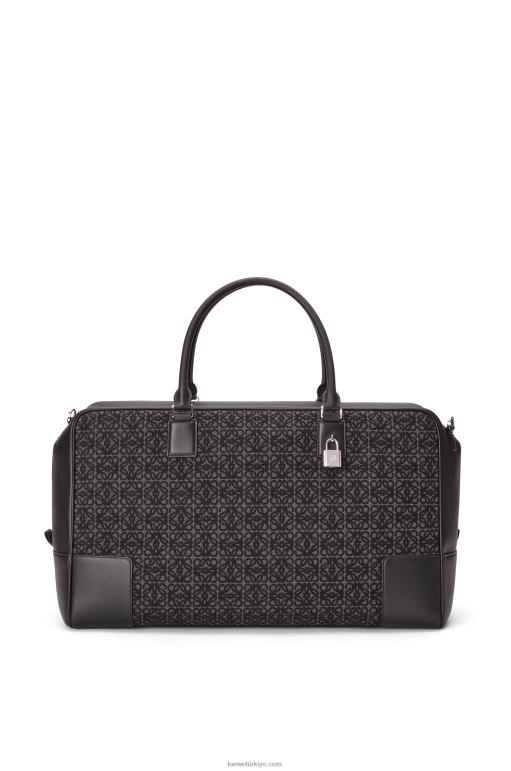 Loewe anagram jakarlı ve dana derisinden amazona 44 çanta 02600148 erkekler antrasit/siyah