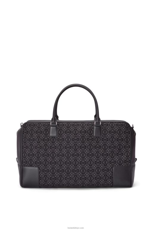 Loewe anagram jakarlı ve dana derisinden amazona 44 çanta 02600148 erkekler antrasit/siyah