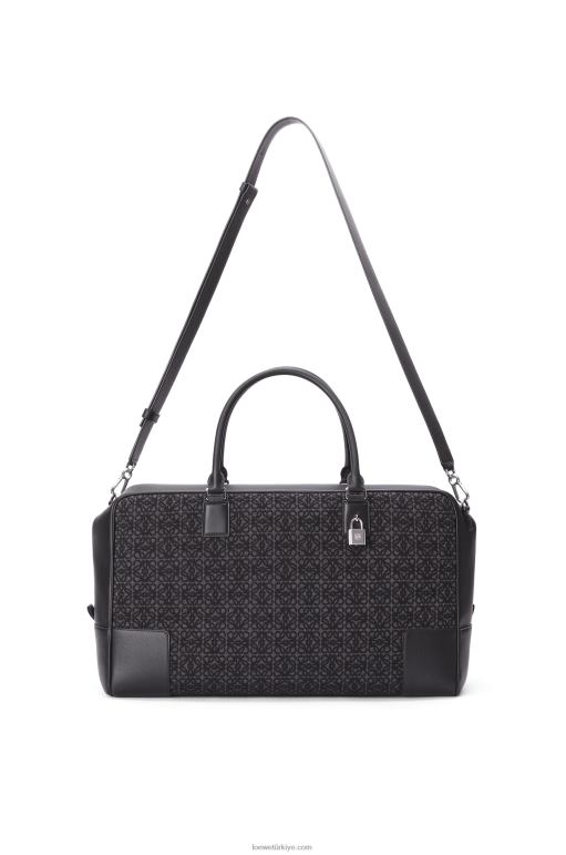 Loewe anagram jakarlı ve dana derisinden amazona 44 çanta 02600148 erkekler antrasit/siyah