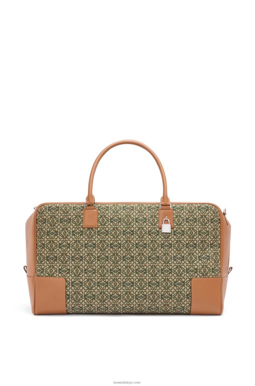 Loewe anagram jakarlı ve dana derisinden amazona 44 çanta 02600161 erkekler haki yeşili/ten rengi