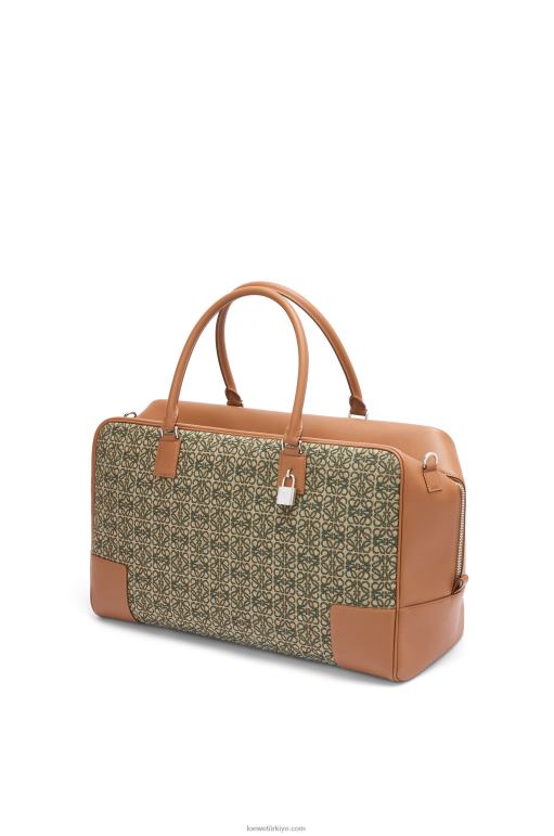 Loewe anagram jakarlı ve dana derisinden amazona 44 çanta 02600161 erkekler haki yeşili/ten rengi