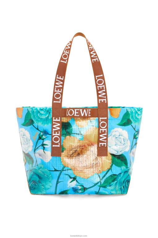 Loewe geri dönüştürülmüş kaplamalı kanvas kumaştan katlanır alışveriş sepeti 0260076 erkekler gök mavisi/ten rengi