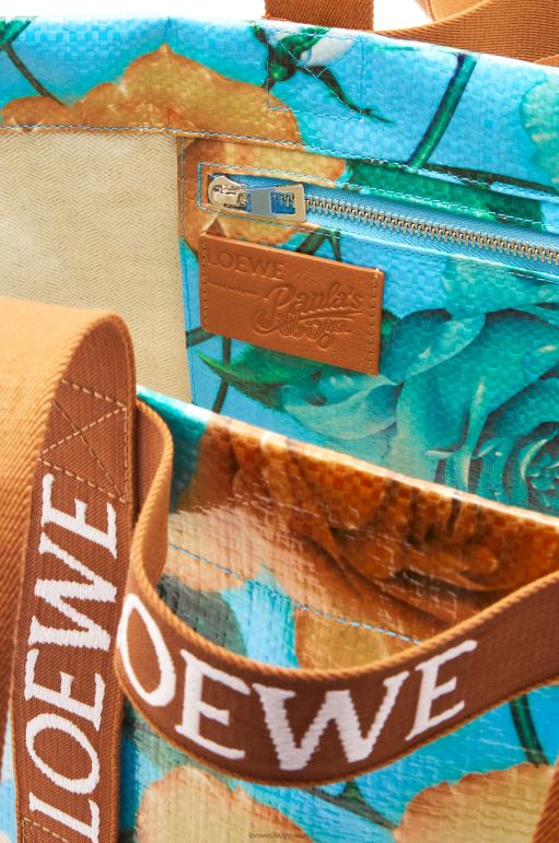 Loewe geri dönüştürülmüş kaplamalı kanvas kumaştan katlanır alışveriş sepeti 0260076 erkekler gök mavisi/ten rengi