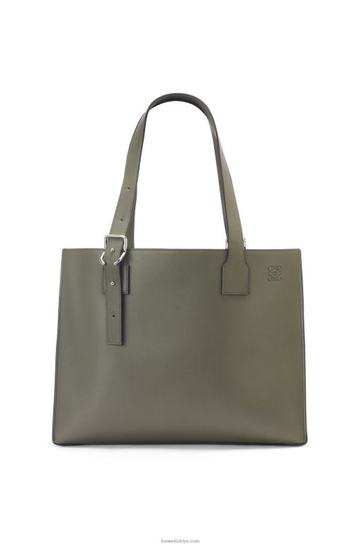 Loewe klasik dana derisinden tokalı yatay tote 02600180 erkekler haki yeşil