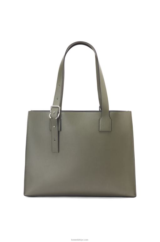 Loewe klasik dana derisinden tokalı yatay tote 02600180 erkekler haki yeşil