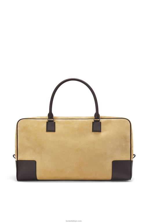 Loewe süet ve dana derisinden amazona 44 çanta 02600160 erkekler altın rengi/çikolata kahvesi