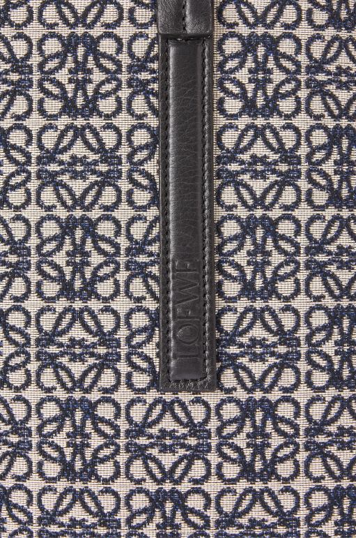 Loewe t anagram jakarlı ve dana derisinden tote çanta 02600130 erkekler lacivert/siyah