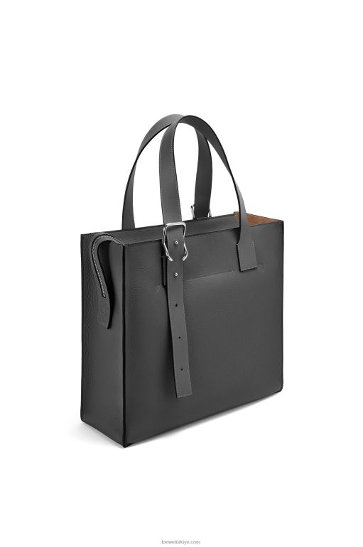 Loewe yumuşak damarlı dana derisinden tokalı fermuarlı tote 02600179 erkekler siyah
