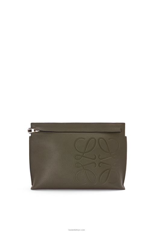 Loewe Damarlı dana derisinde t kese 02600612 erkekler koyu haki yeşil