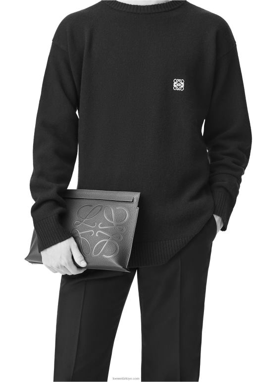Loewe Damarlı dana derisinde t kese 02600612 erkekler koyu haki yeşil