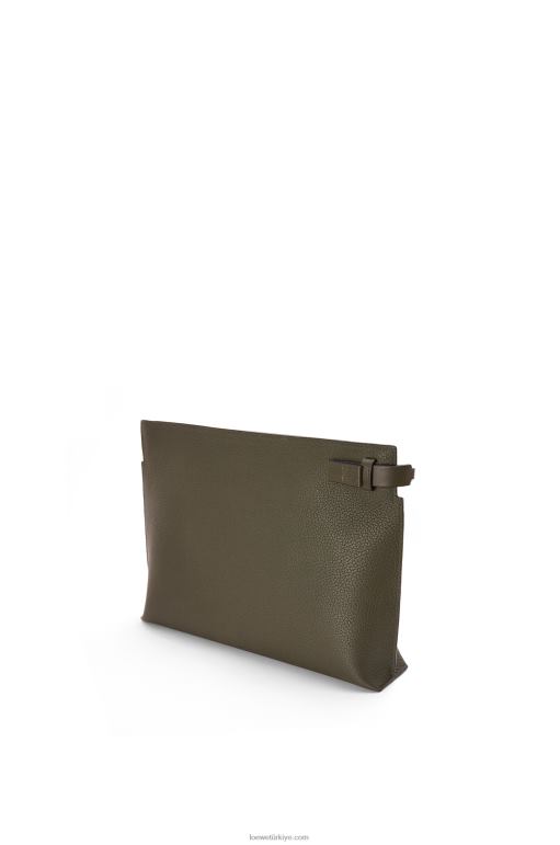 Loewe Damarlı dana derisinde t kese 02600612 erkekler koyu haki yeşil