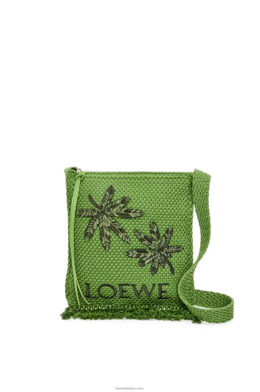 Loewe Organik pamuktan püsküllü çapraz askılı çanta 02600231 erkekler yeşil