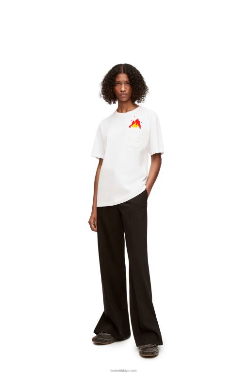 Loewe calcifer pamuklu cepli t-shirt 02600828 erkekler beyaz