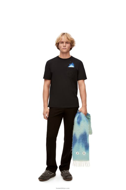 Loewe calcifer pamuklu cepli t-shirt 02600829 erkekler siyah