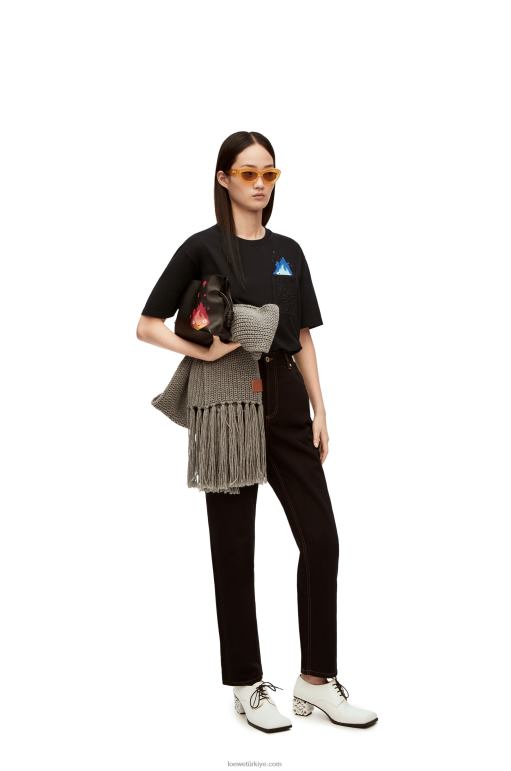 Loewe calcifer pamuklu cepli t-shirt 02600829 erkekler siyah