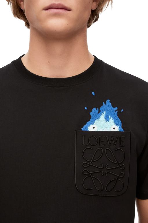 Loewe calcifer pamuklu cepli t-shirt 02600829 erkekler siyah