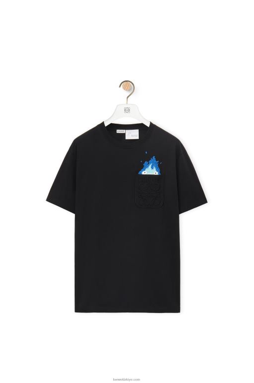 Loewe calcifer pamuklu cepli t-shirt 02600829 erkekler siyah