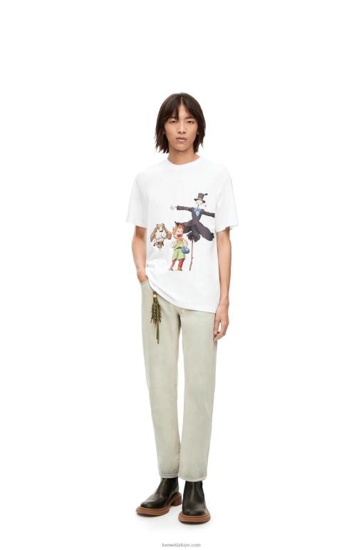Loewe heen, markl ve şalgam başlı pamuklu tişört 02600831 erkekler beyaz