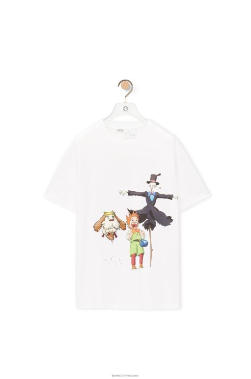 Loewe heen, markl ve şalgam başlı pamuklu tişört 02600831 erkekler beyaz
