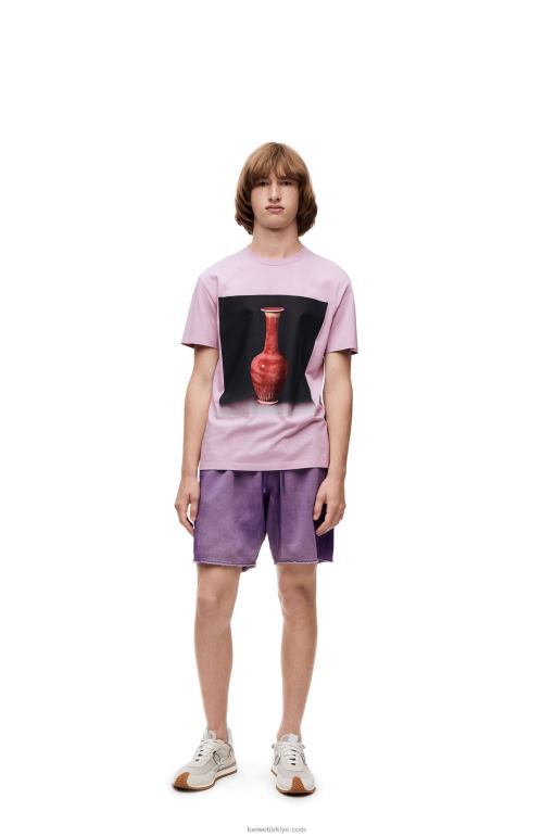 Loewe pamuklu seramik baskılı tişört 02600819 erkekler leylak