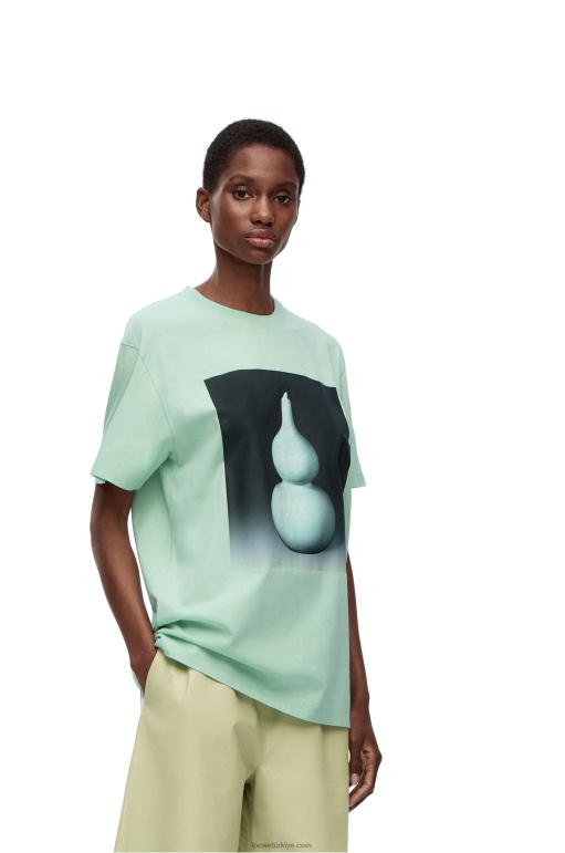 Loewe pamuklu seramik baskılı tişört 02600820 erkekler soluk yeşil