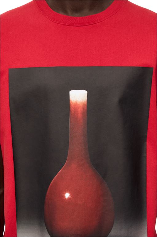 Loewe pamuklu seramik baskılı tişört 02600821 erkekler kırmızı