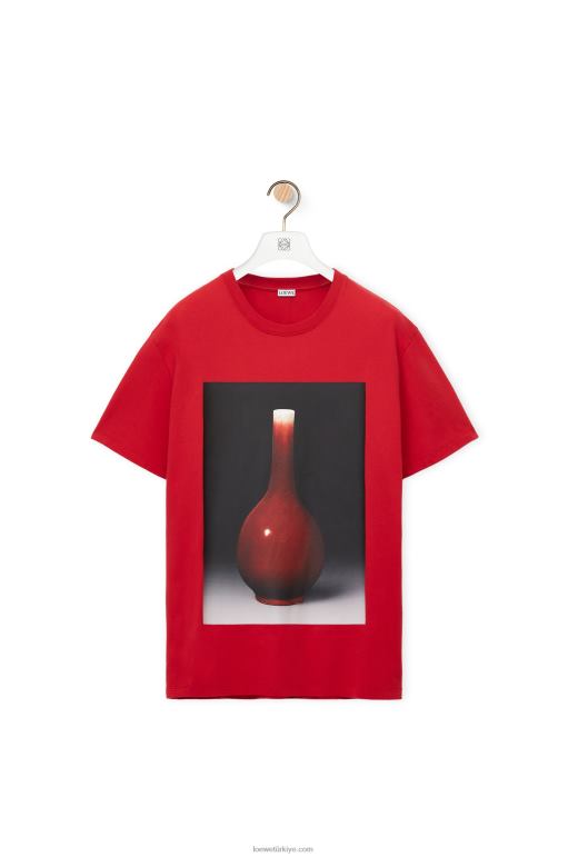Loewe pamuklu seramik baskılı tişört 02600821 erkekler kırmızı