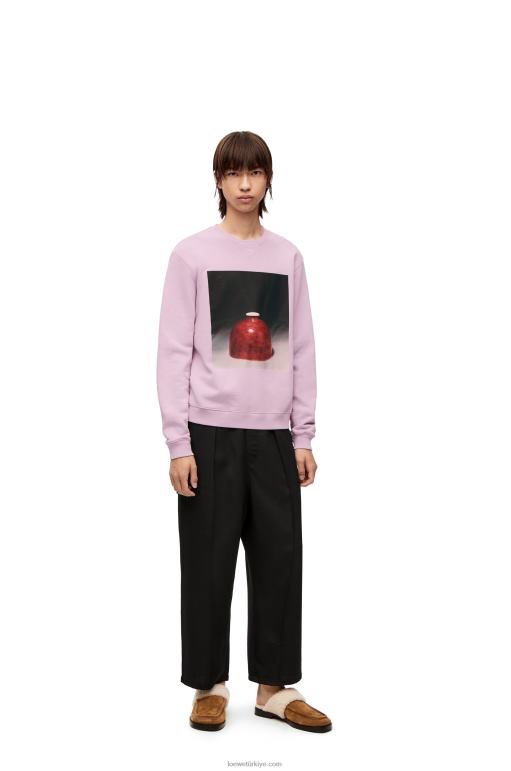 Loewe pamuklu seramik baskılı sweatshirt 02600815 erkekler leylak