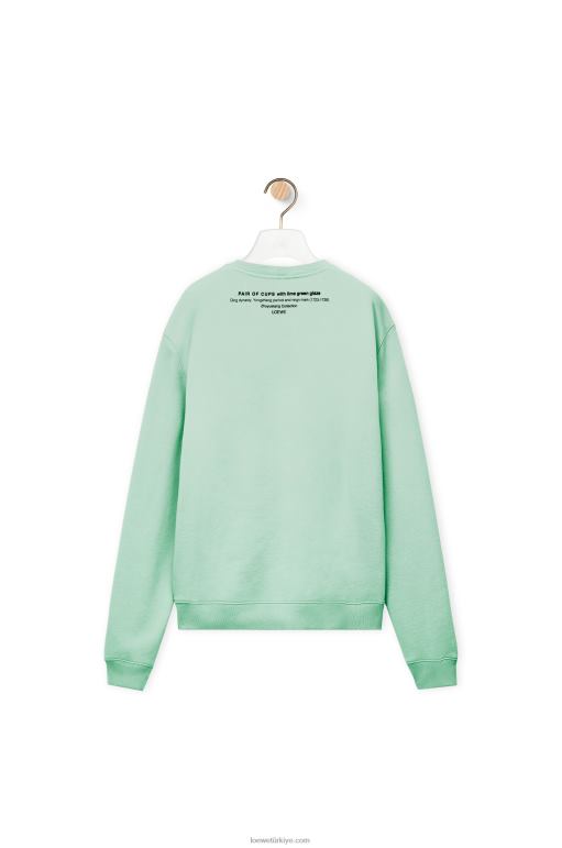Loewe pamuklu seramik baskılı sweatshirt 02600816 erkekler soluk yeşil