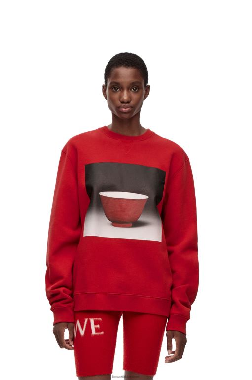 Loewe pamuklu seramik baskılı sweatshirt 02600817 erkekler kırmızı