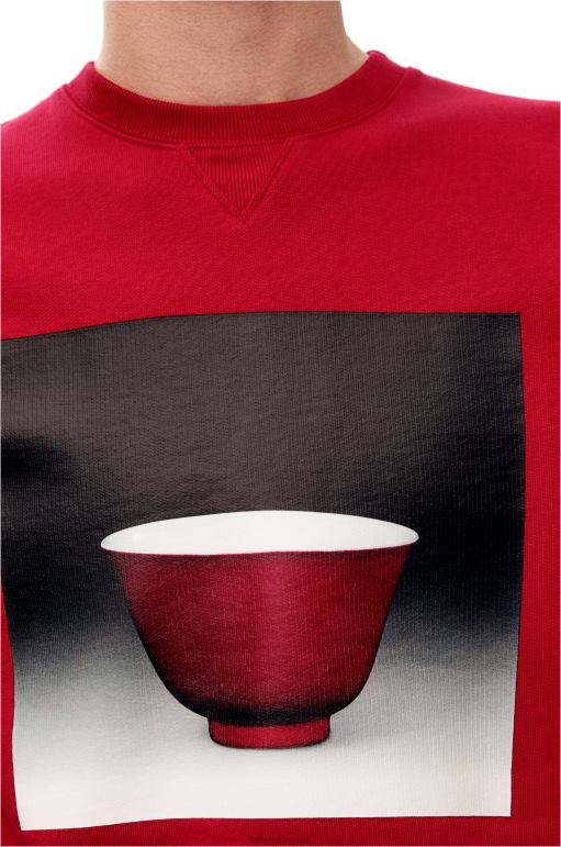 Loewe pamuklu seramik baskılı sweatshirt 02600817 erkekler kırmızı
