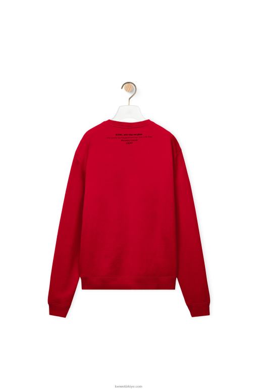 Loewe pamuklu seramik baskılı sweatshirt 02600817 erkekler kırmızı