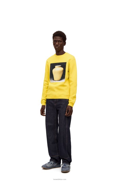 Loewe pamuklu seramik baskılı sweatshirt 02600818 erkekler sarı