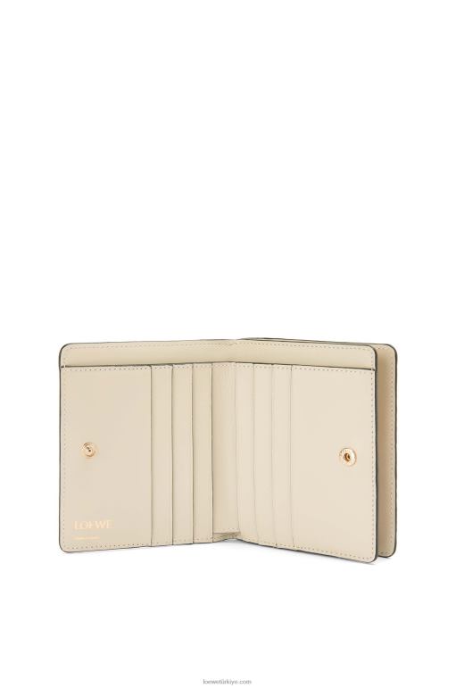 Loewe Kabartmalı ipek dana derisinden yinelenen kompakt fermuarlı cüzdan 026001272 kadınlar hafif yulaf