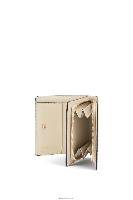 Loewe Kabartmalı ipek dana derisinden yinelenen kompakt fermuarlı cüzdan 026001272 kadınlar hafif yulaf
