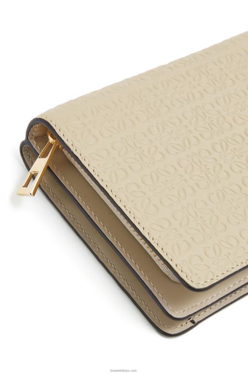 Loewe Kabartmalı ipek dana derisinden yinelenen kompakt fermuarlı cüzdan 026001272 kadınlar hafif yulaf