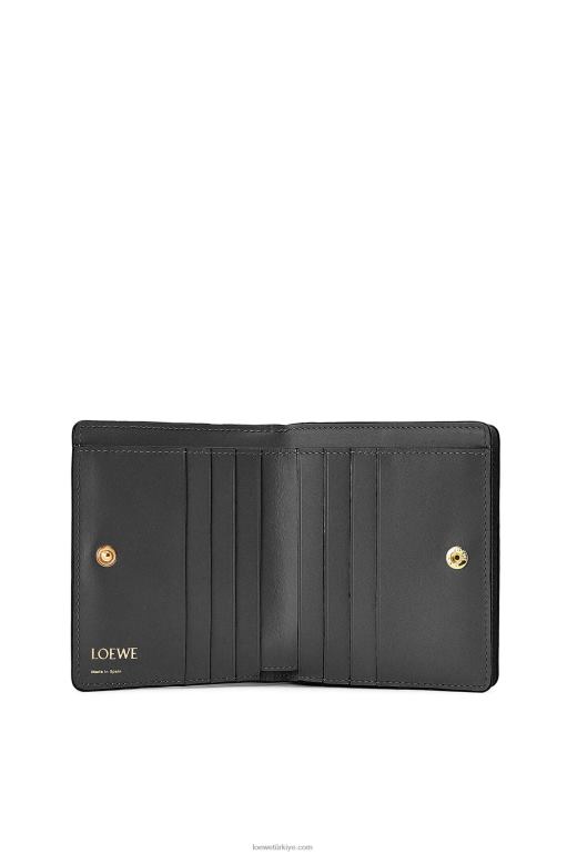 Loewe Kabartmalı ipek dana derisinden yinelenen kompakt fermuarlı cüzdan 026001275 kadınlar siyah