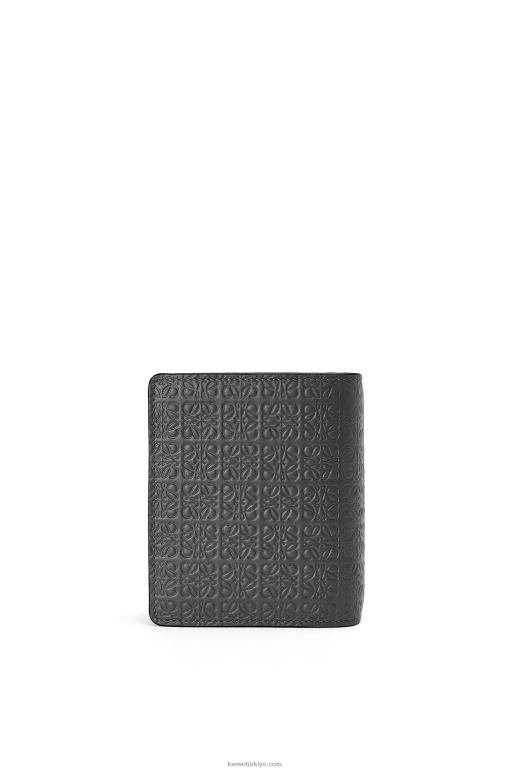 Loewe Kabartmalı ipek dana derisinden yinelenen kompakt fermuarlı cüzdan 026001275 kadınlar siyah