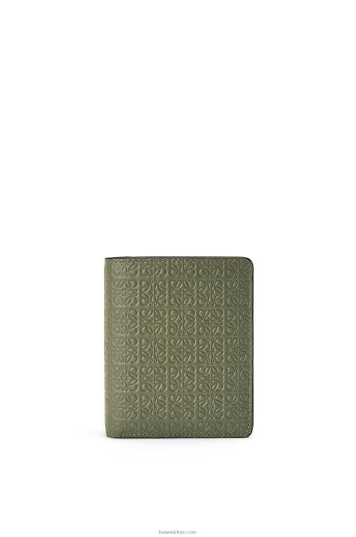 Loewe Kabartmalı ipek dana derisinden yinelenen kompakt fermuarlı cüzdan 026001278 kadınlar avokado yeşili