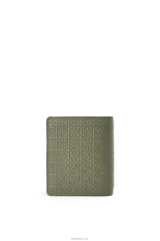 Loewe Kabartmalı ipek dana derisinden yinelenen kompakt fermuarlı cüzdan 026001278 kadınlar avokado yeşili