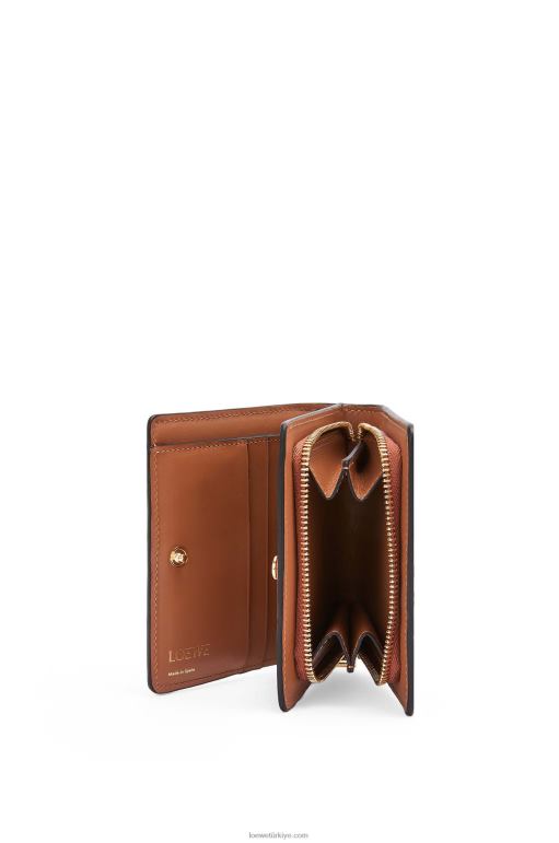 Loewe Kabartmalı ipek dana derisinden yinelenen kompakt fermuarlı cüzdan 026001281 kadınlar bronzlaşmak