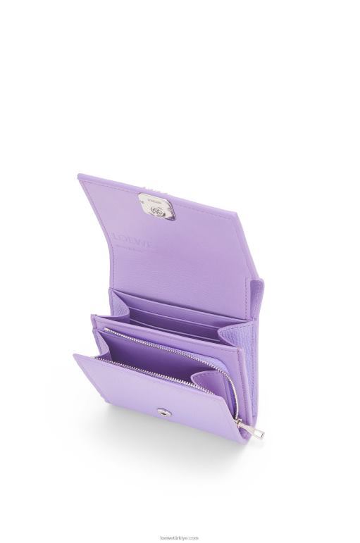 Loewe çakıl taneli dana derisinde anagram kompakt kapaklı cüzdan 026001236 kadınlar açık leylak rengi