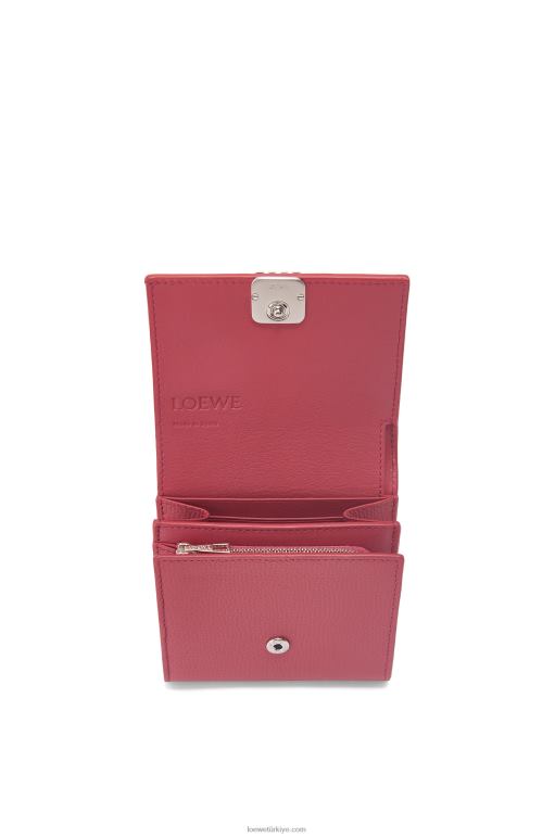 Loewe çakıl taneli dana derisinde anagram kompakt kapaklı cüzdan 026001239 kadınlar erik gülü